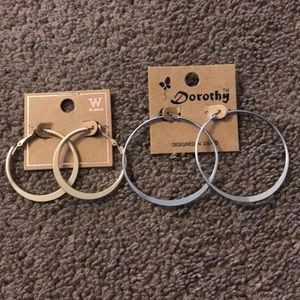 Two pairs of hoop earrings